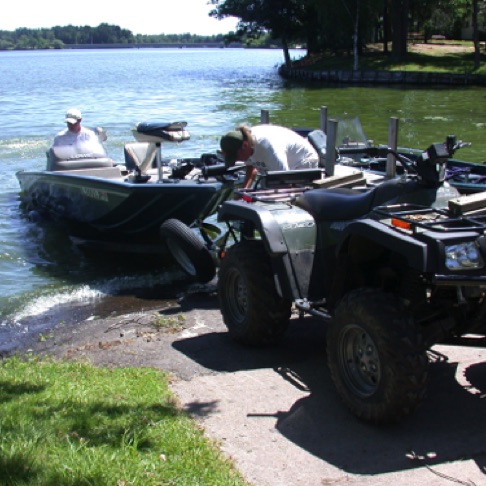  
We have our own private boat launch where you can launch your boat or if you prefer, we can launch it for you using our 4-wheeler.